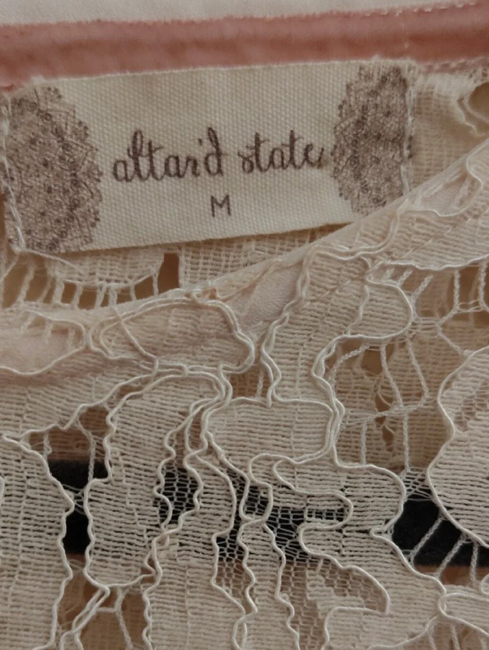 Altar'd State Cream Lace Bell Sleeve Blouse Size M